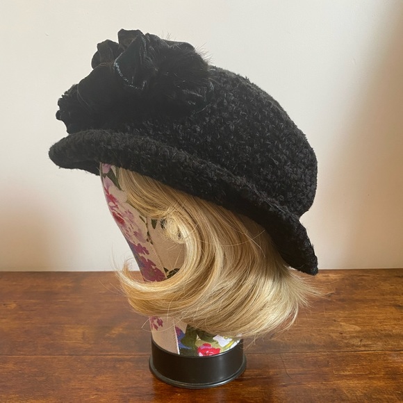 Shabby Chic Chenille & Velvet Hat - Picture 3 of 3